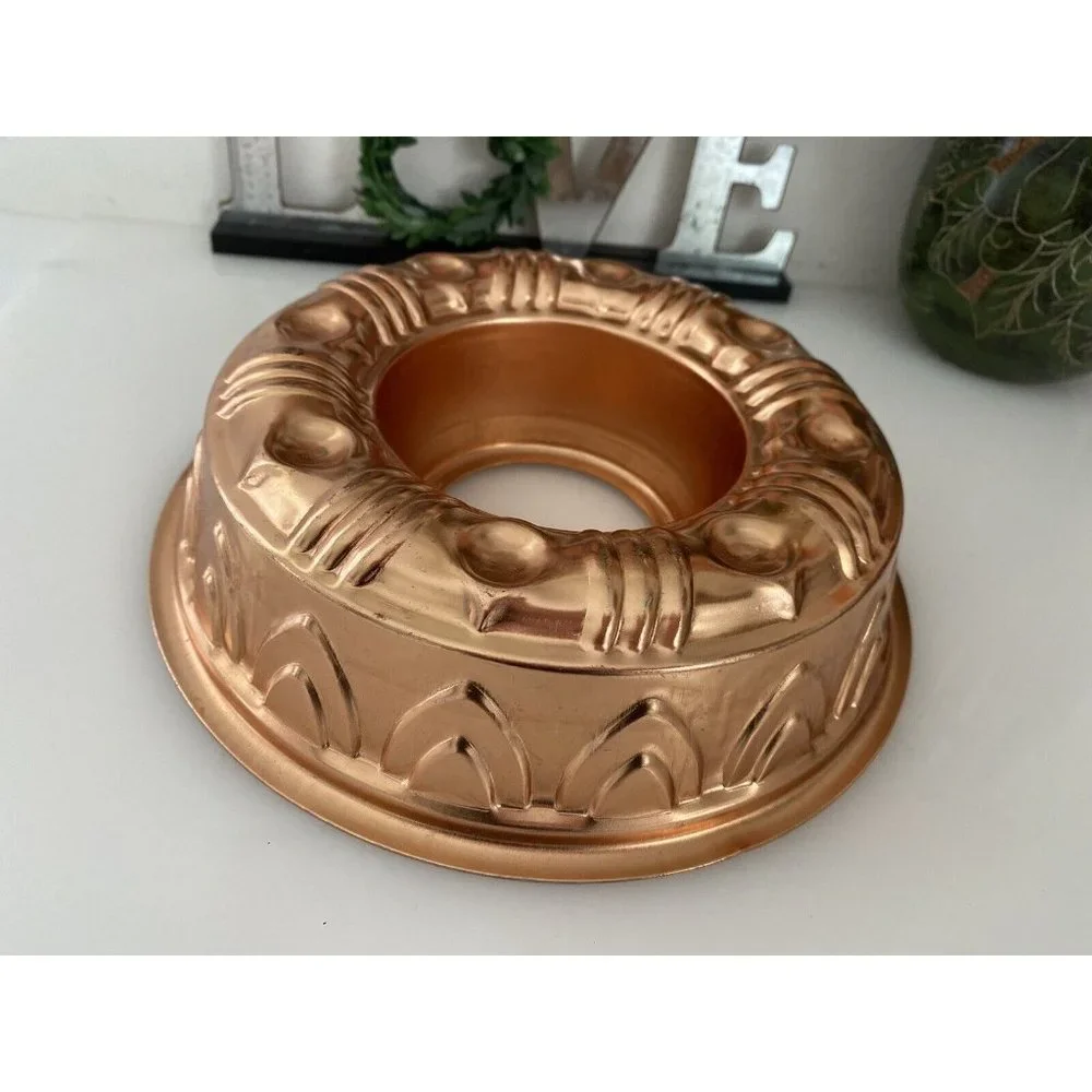 Vintage Mid Century Mirro USA 3 1/2 Cup Gelatin Mold Copper Rose Gold Tone EUC‎